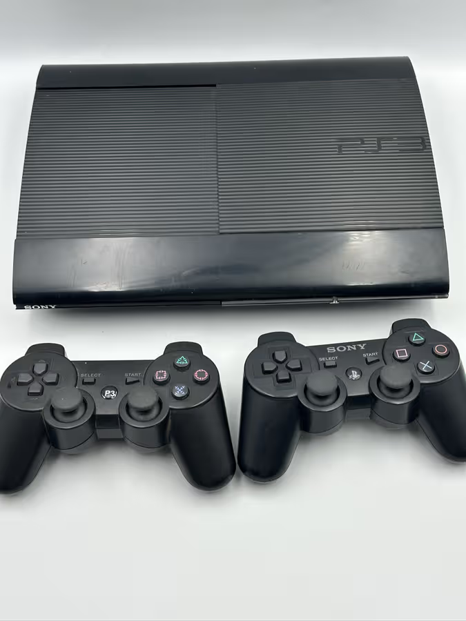 PS3 PlayStation 3 Super Slim PS3 500GB Loaded with 45 Games + 2 Controllers