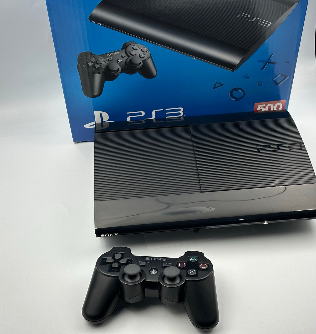 PS3 PlayStation 3 Super Slim 500GB Console Boxed With Controller + 10 Games